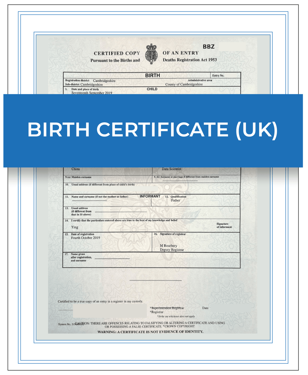 Birth Reference UK Birth Certificate Apostille | Fast FCDO Legalisation – 1st Apostille