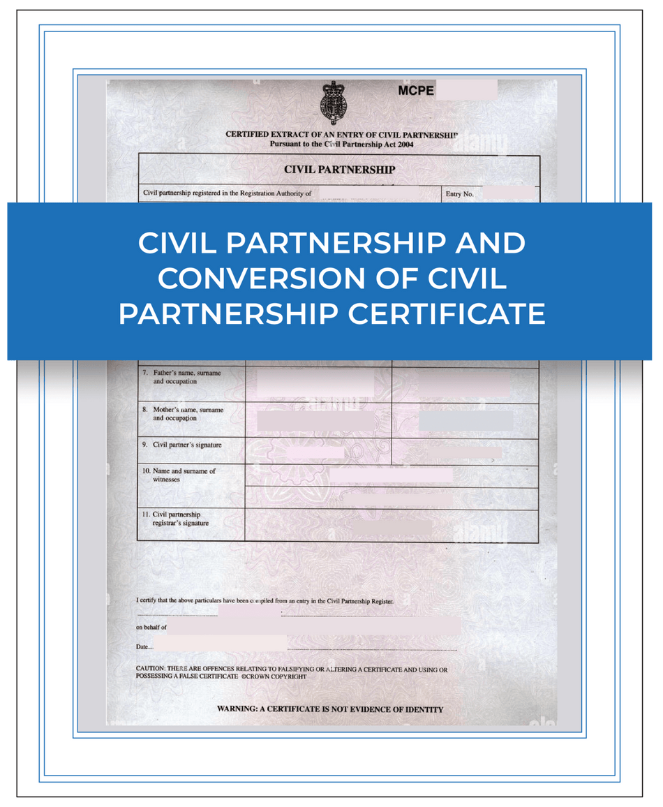 Civil Partnership and Conversion of Civil Partnership Certificate – Next Day Apostille Service