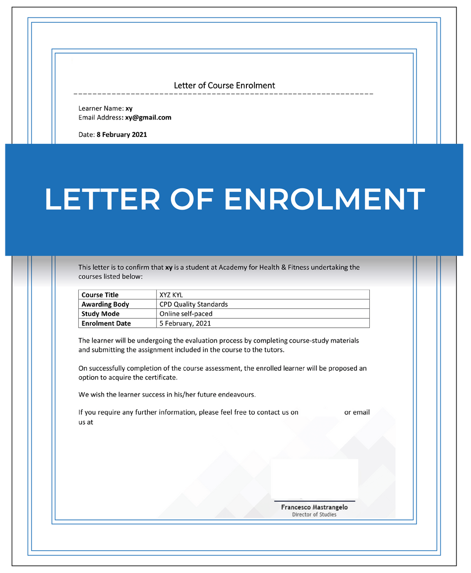 Letter of enrolment – Next Day Apostille Service