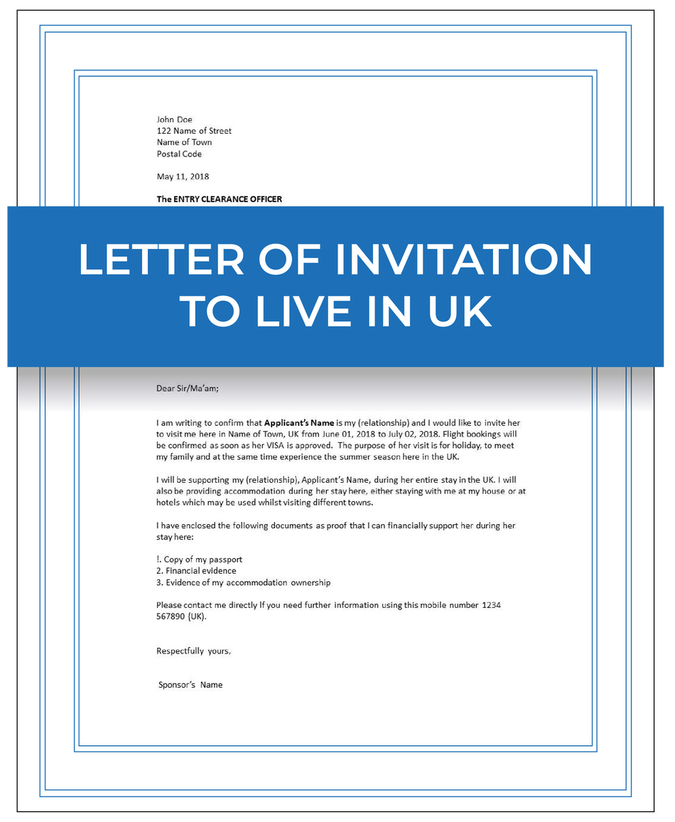 Letter of invitation (to live in UK) – Next Day Apostille Service