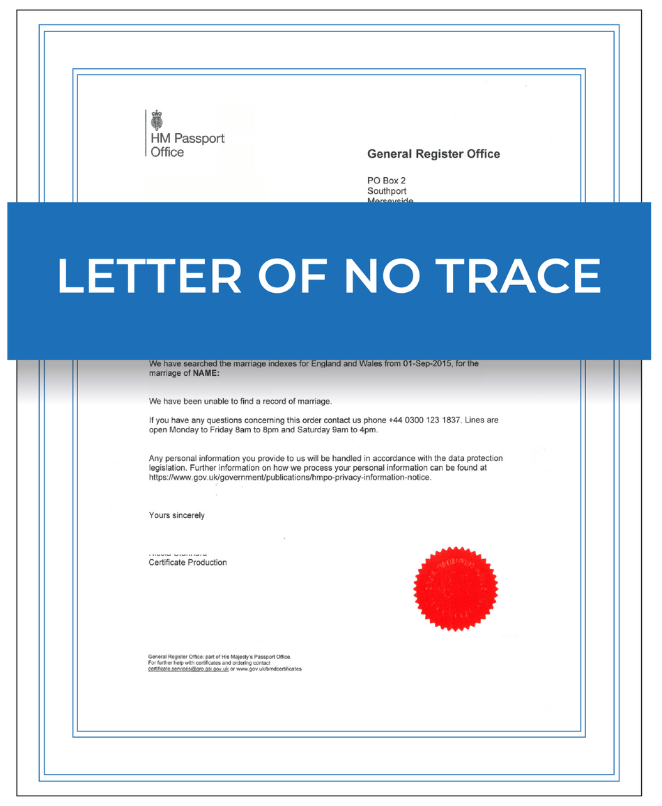 Letter of no trace – Next Day Apostille Service
