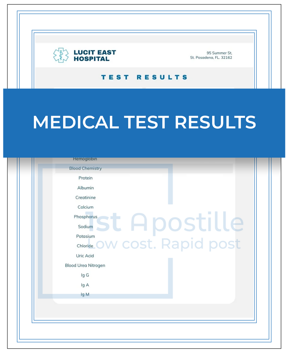 Medical test results – Next Day Apostille Service