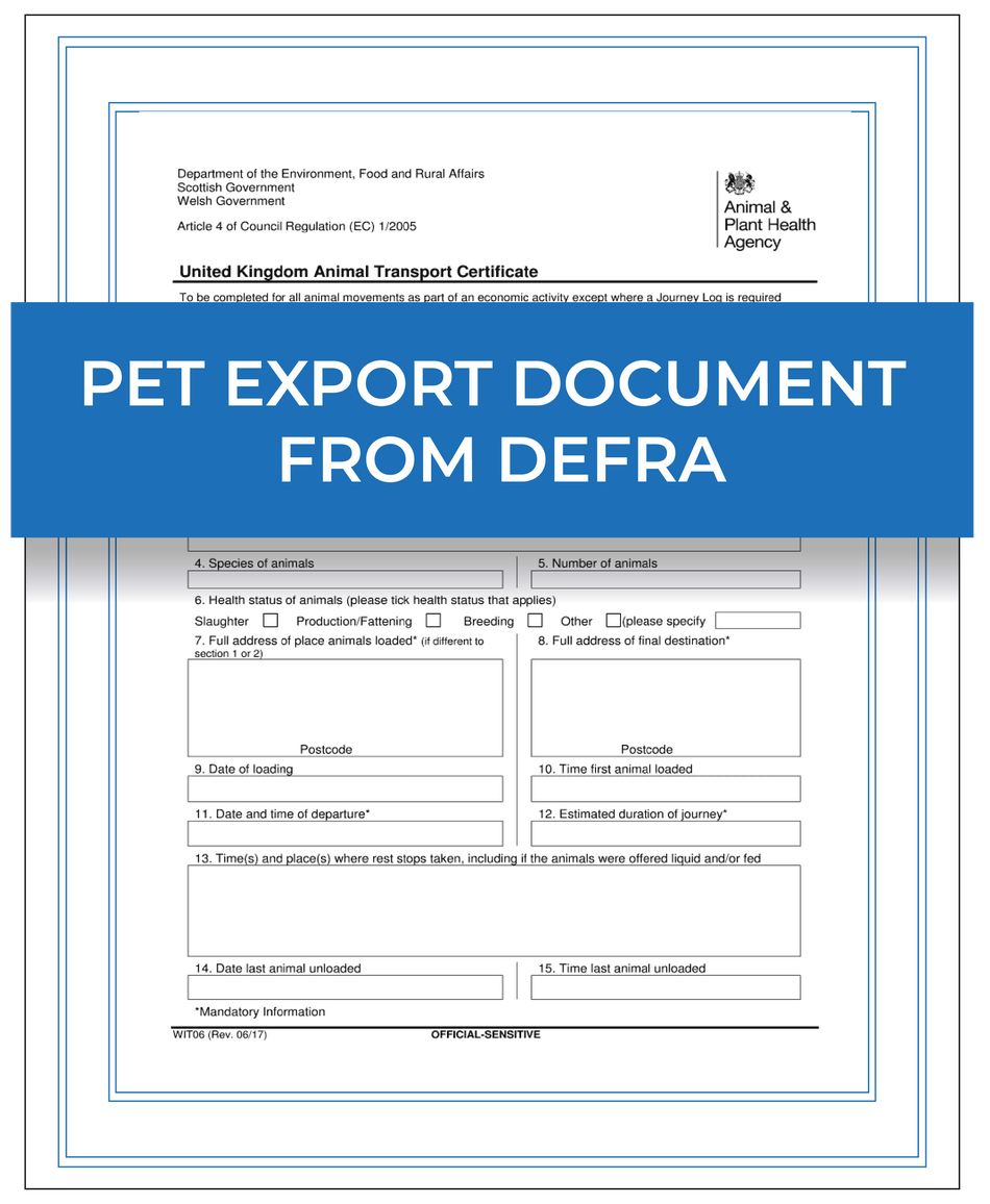 Pet export document from the DEFRA – Next Day Apostille Service