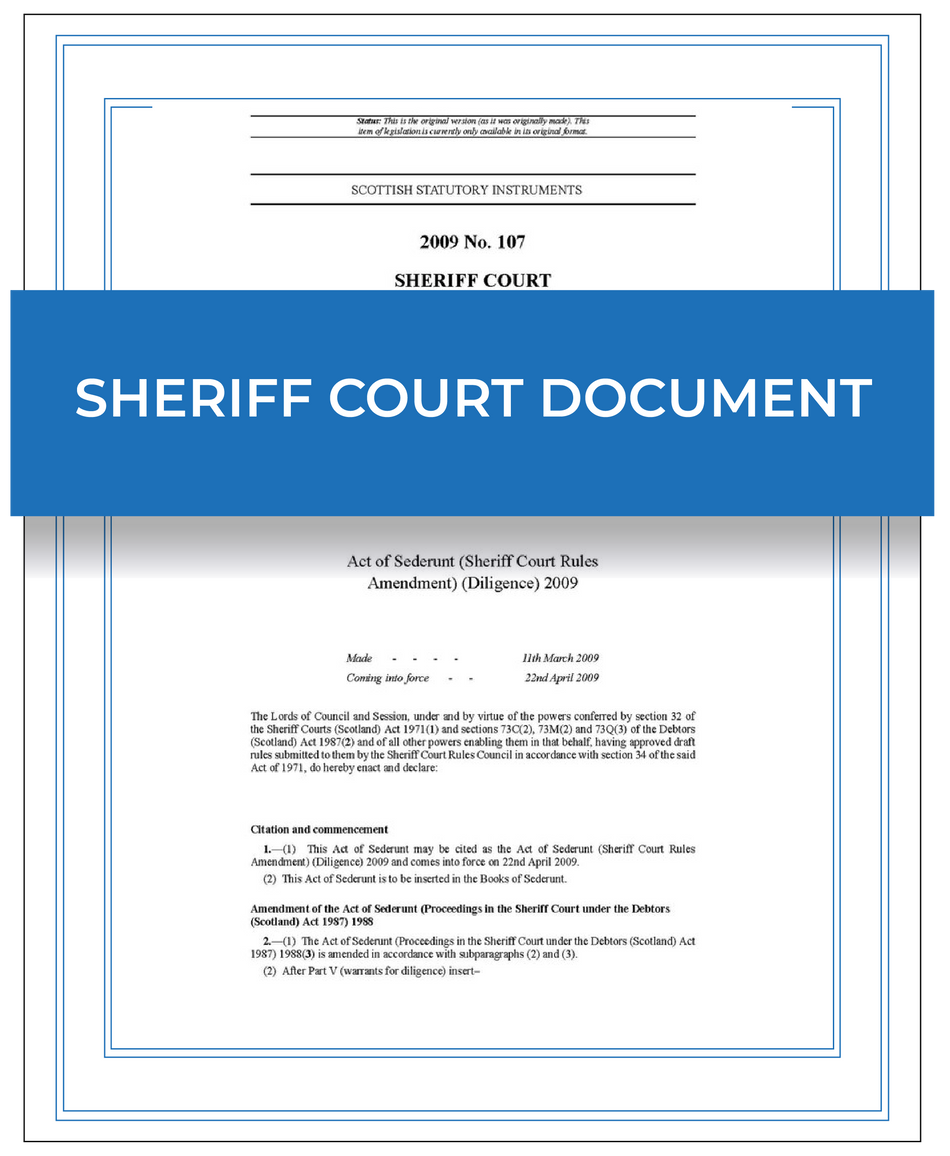 Sheriff Court document – Next Day Apostille Service