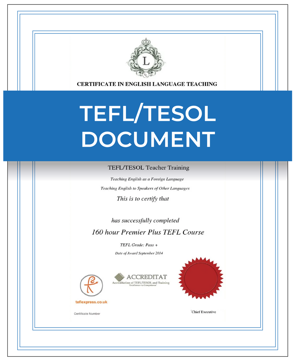 TEFL or TESOL document – Next Day Apostille Service