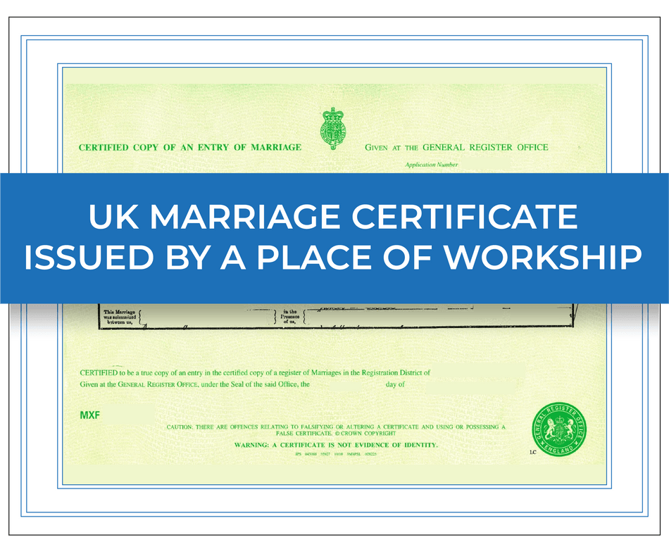UK Marriage Certificate Issued By A Place Of Worship – Next Day Apostille Service