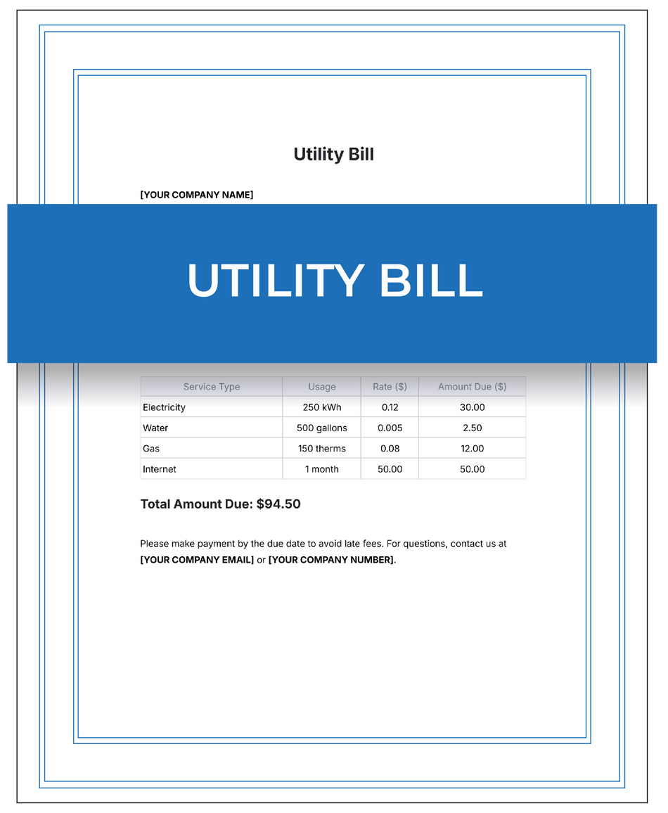 Utility bill – Next Day Apostille Service