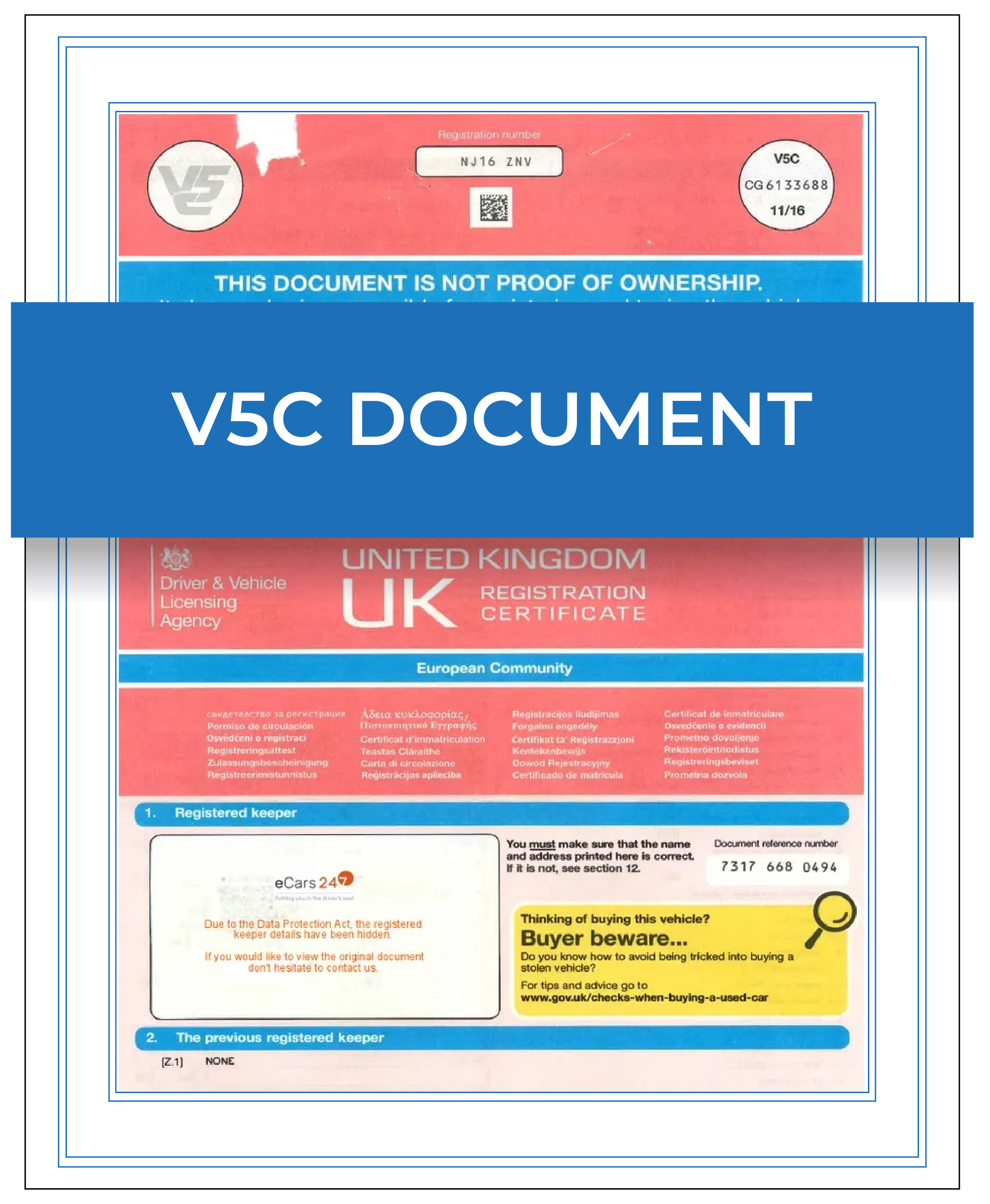 V5 Document Example V5C Logbook Apostille | Vehicle Document Legalisation UK – 1st Apostille