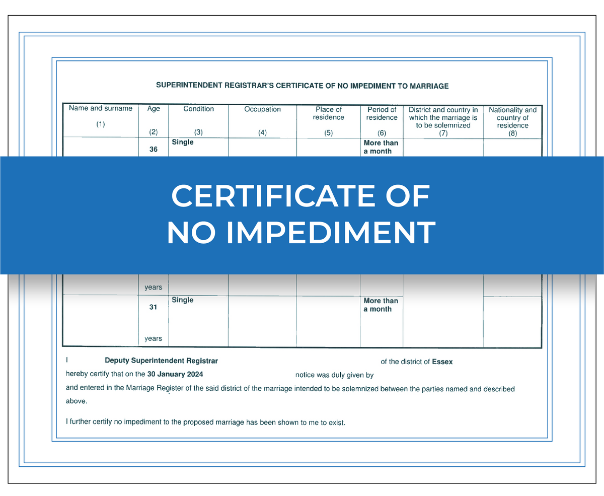 Mpediment Certificate of No Impediment Apostille | Fast UK Service – 1st Apostille