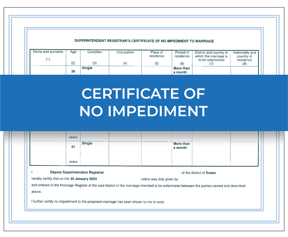 Certificate of no impediment – Next Day Apostille Service